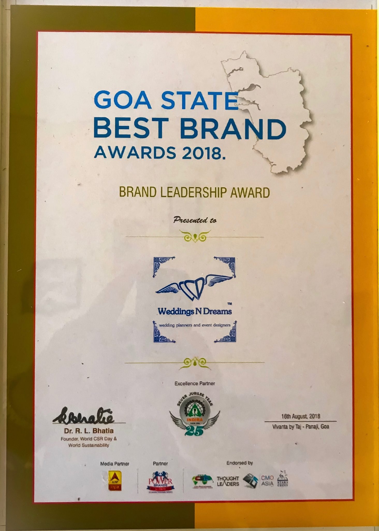 Goa Best Brand Award 2018